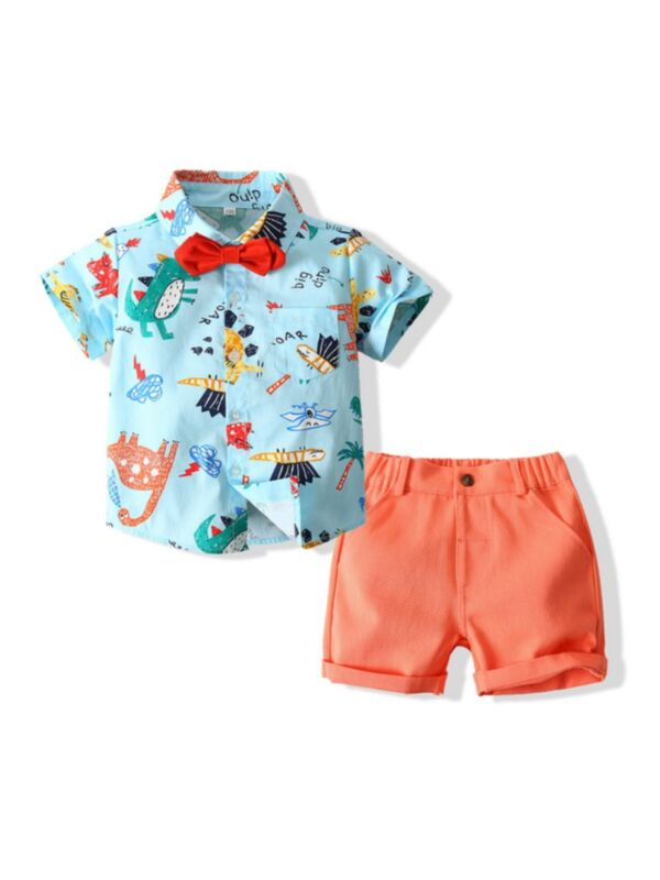 Wholesale Boys Clothing Set Dinosaur Letter Print Shirt With Shorts 210429924