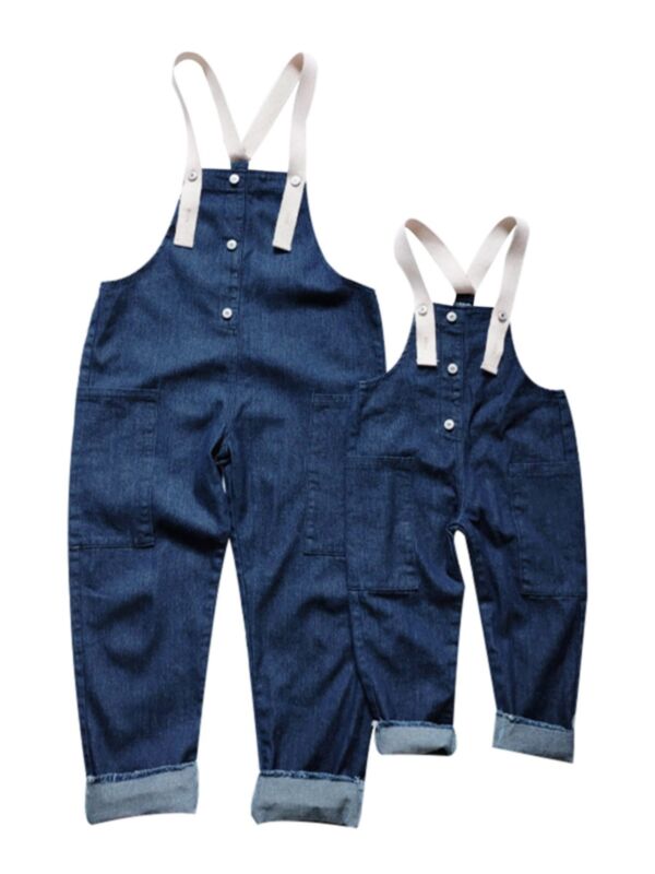 Mommy And Me Hit Color Denim Overalls