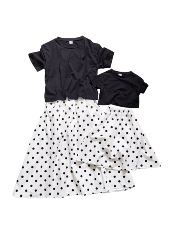 Mommy And Me Tee And Polka Dots Skirt Set