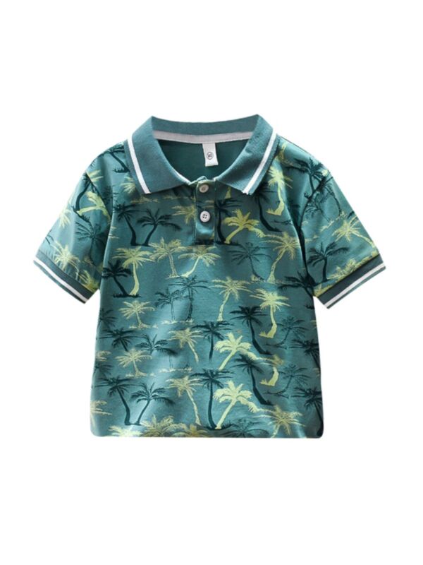 Kid Boy Coconut Tree Graphic Polo Shirt