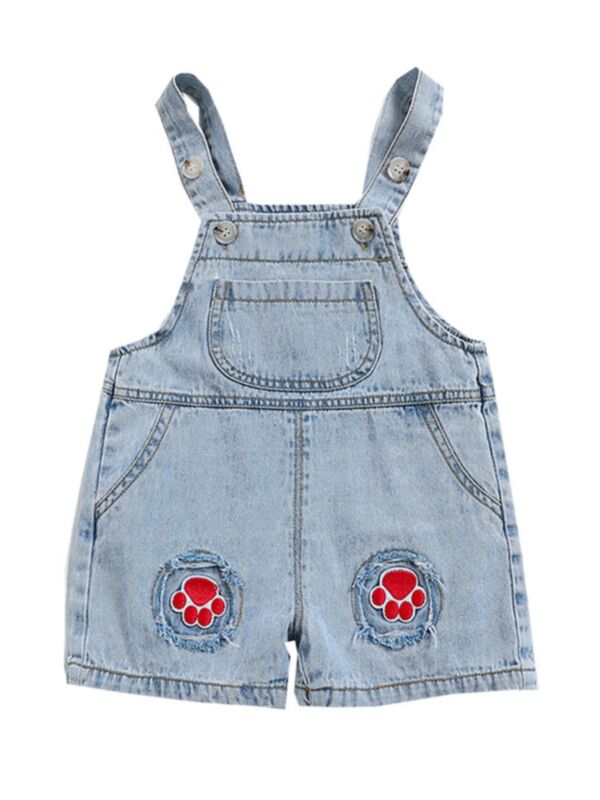 Toddler Girl Paws Overalls Romper