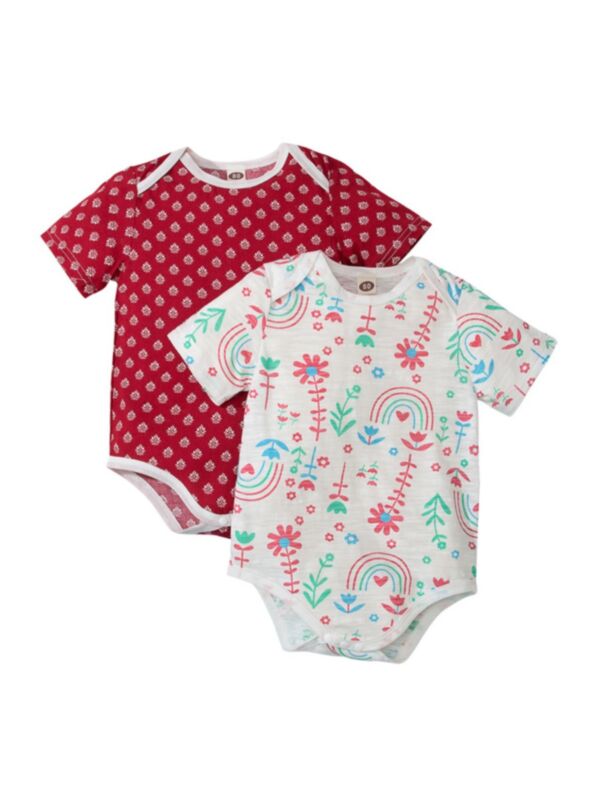 2 Pack Baby Girl Flower Printed Bodysuits 210507979