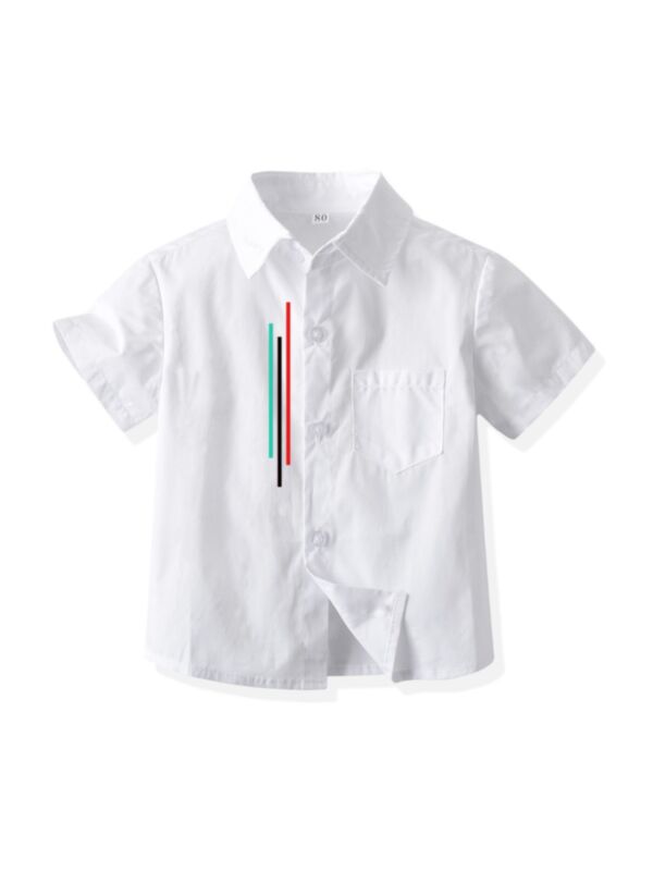 Kid Boy Single Pocket  Stripe Shirt