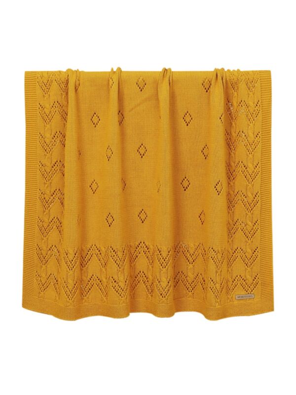 Kid Eyelet Knitted Solid Color Blanket