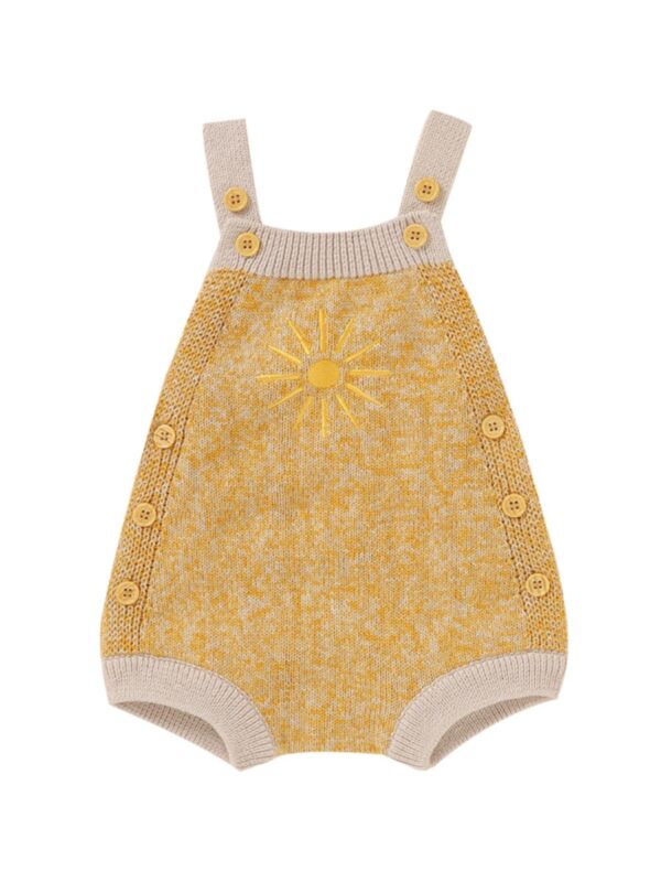 Baby Sun Pattern Knitted Cami Romper