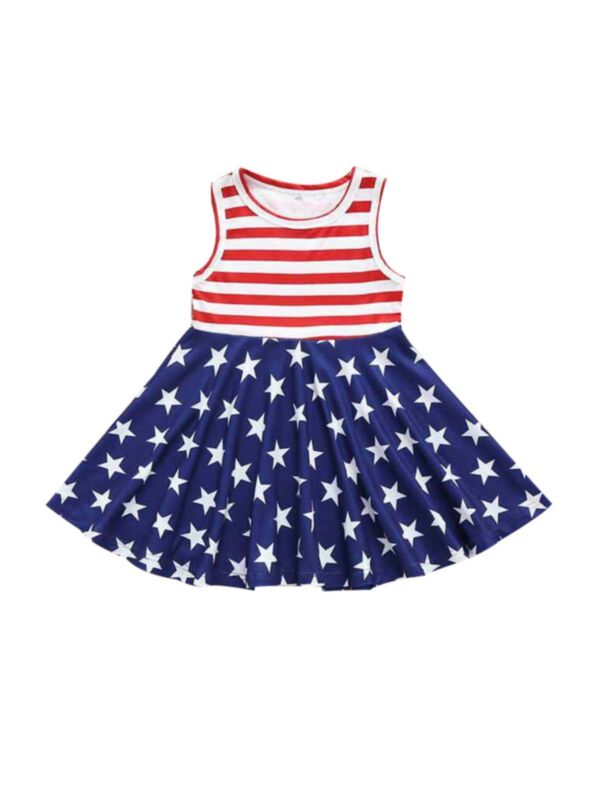 Toddler Girl Sleeveless Independence Day Star Stripe Dress