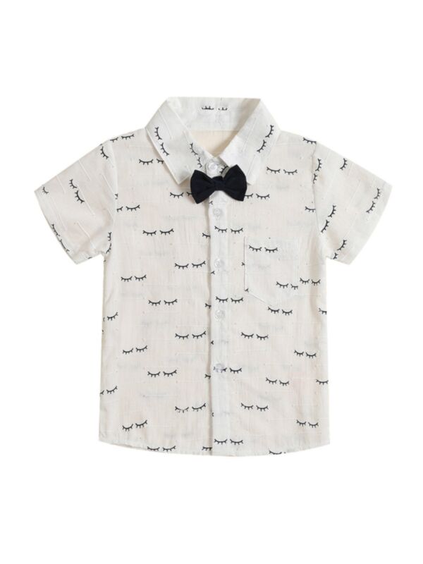 Kid Boy Eyelashes Bow Tie Shirt