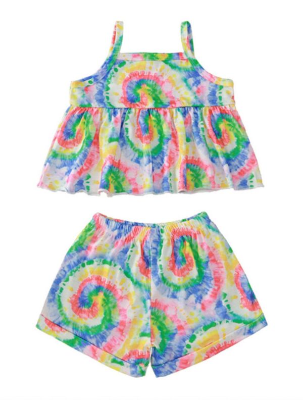 Two Pieces Baby Girl Tie Dye Set Cami Top And Shorts 
