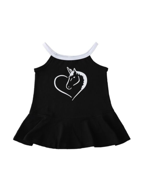 Love Heart Unicorn Print Halter Neck Baby Girl Dresses Online Shopping
