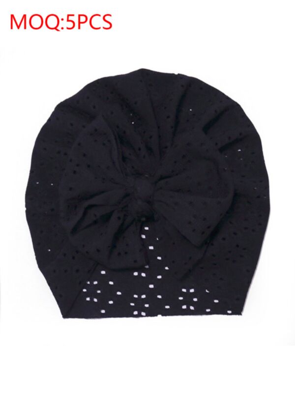  Baby Girl Solid Color Eyelet Turban Hat 210512191