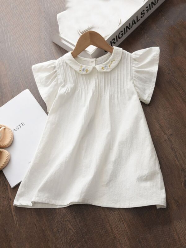 Embroidery Doll Collar Plain Dresses For Girl 210512709