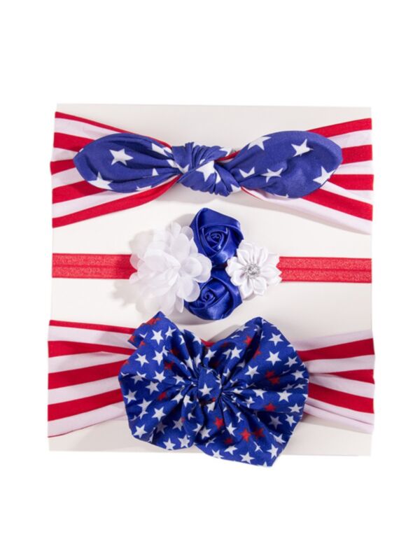 Three-piece Baby Girl American Independence Day Bow Headband