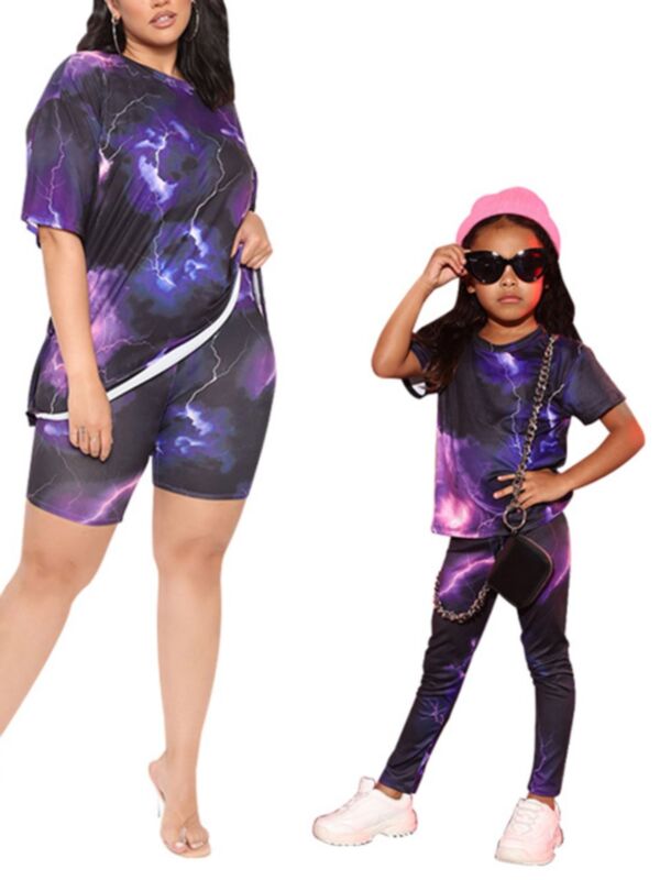 Mommy And Me Space Print Set Top And Pants