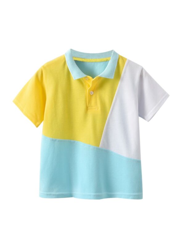 Kid Boy Color Blocking Short-sleeve Polo Shirt
