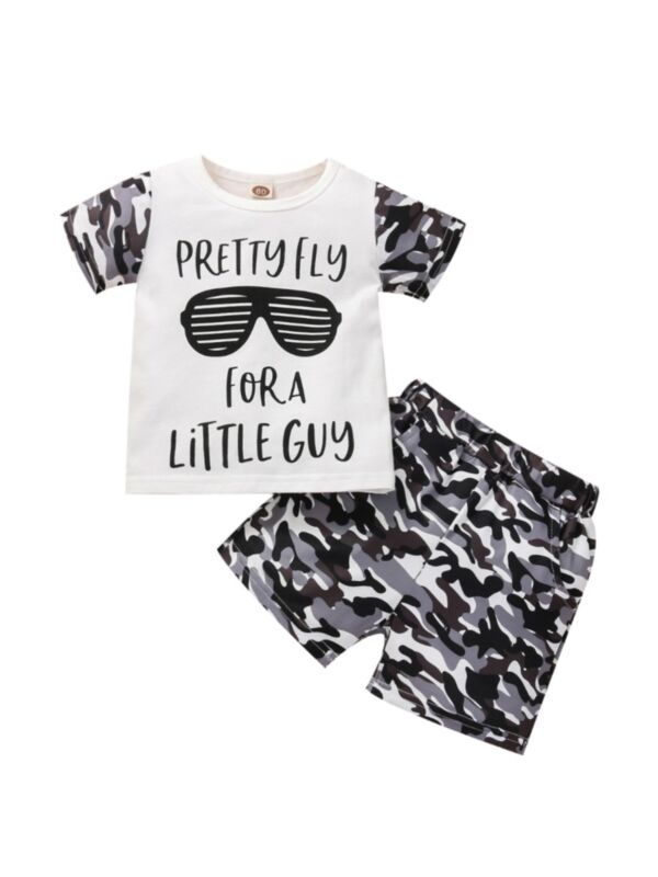 Two Pieces Toddler Boy Pretty Fly For A Little Guy Camo Sunglasses Set