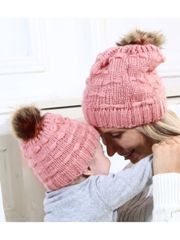 Solid Color Knitted Beanie Wholesale Mommy And Me Clothing