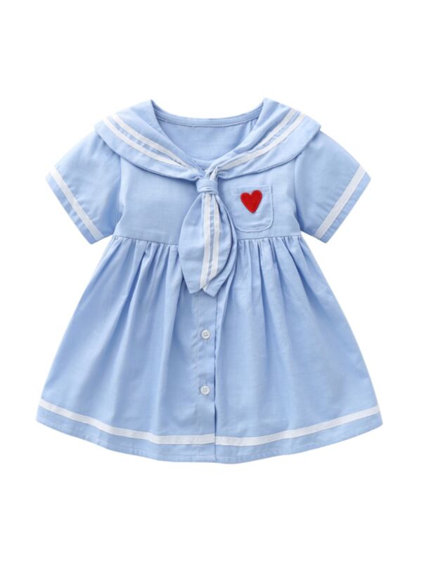 Baby Toddler Girl Love Heart Sailor Dress