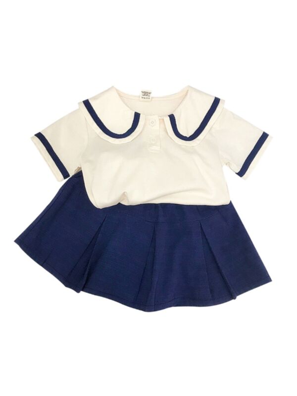 2 Pieces Baby Kid Girl Outfits Doll Collar Top With Skirt 210519914