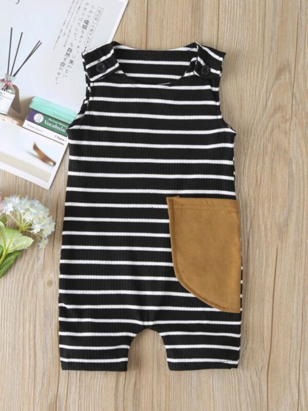 Sleeveless Striped Ribbed Baby Rompers Wholesale Baby Clothes 210519938