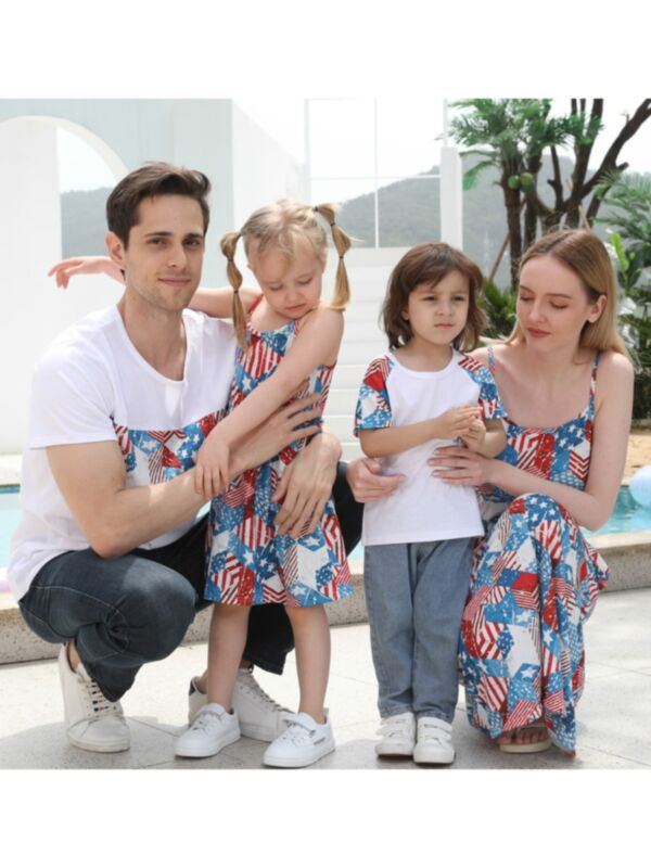 Family Matching Independence Day Bodysuit & Top & Dress Pattern 1