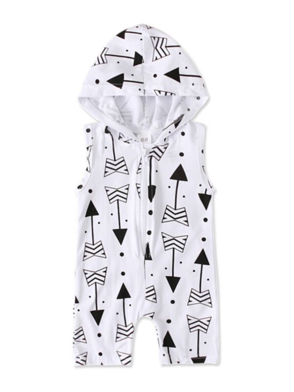 Baby Boy Arrow Print Hooded Romper 210527585