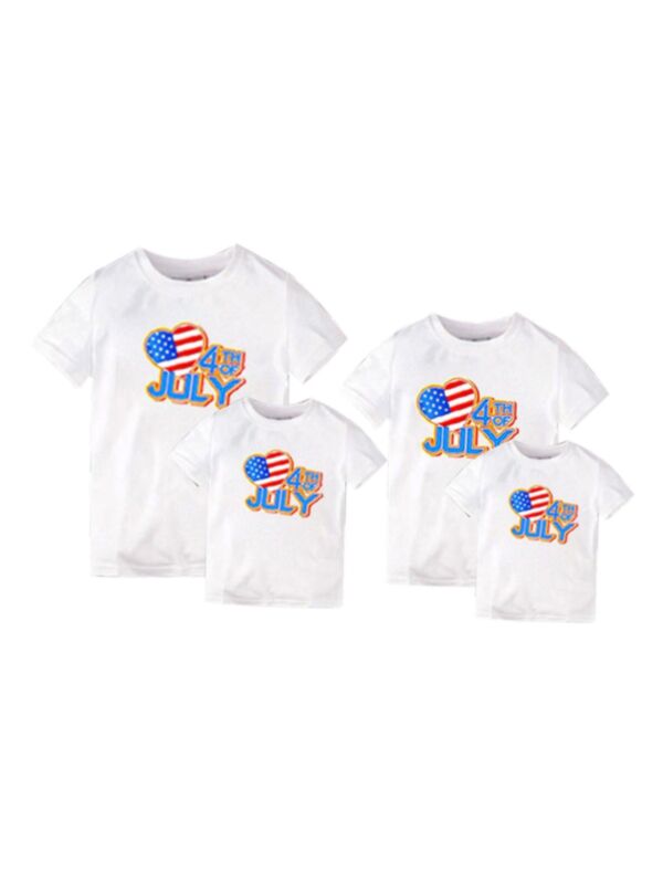 4th Of July Independence Day Family Matching T-Shirt White