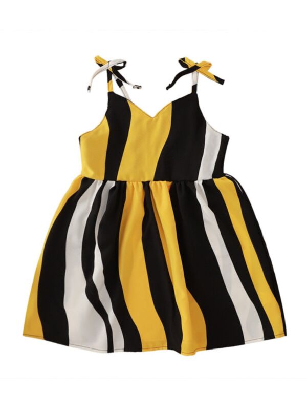 Striped Print Cami Dresses For Girls 210602386