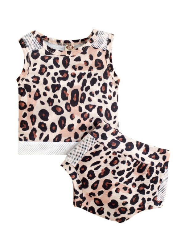 2 Pieces Toddler Girls Sets  Leopard Print Tank Top And Short 210604324