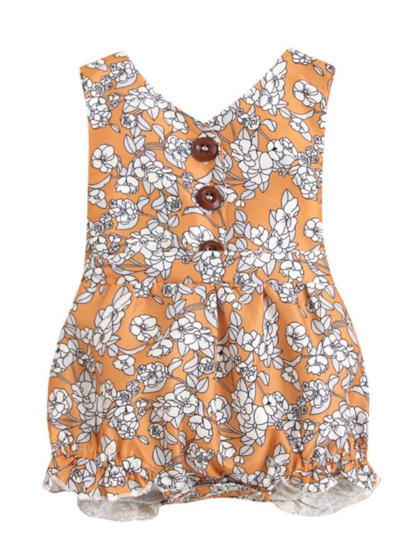 Flower Print Infant Girl Bodysuit 210604813
