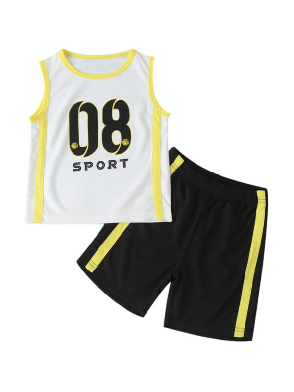 2 Pieces Toddler Boy Set Letter Printed Sportwear Tank Top With Shorts 21060652