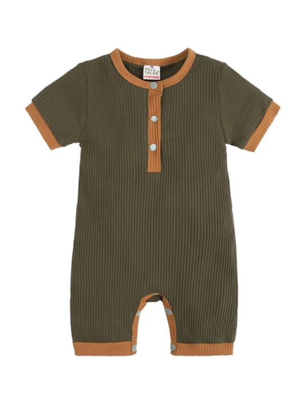 Ribbed Short Sleeve Baby Romper 210607603