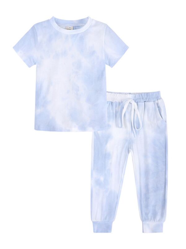 2 Pieces Kid Girls Sets Tie Dye Top And Drawstring Pants  210607718