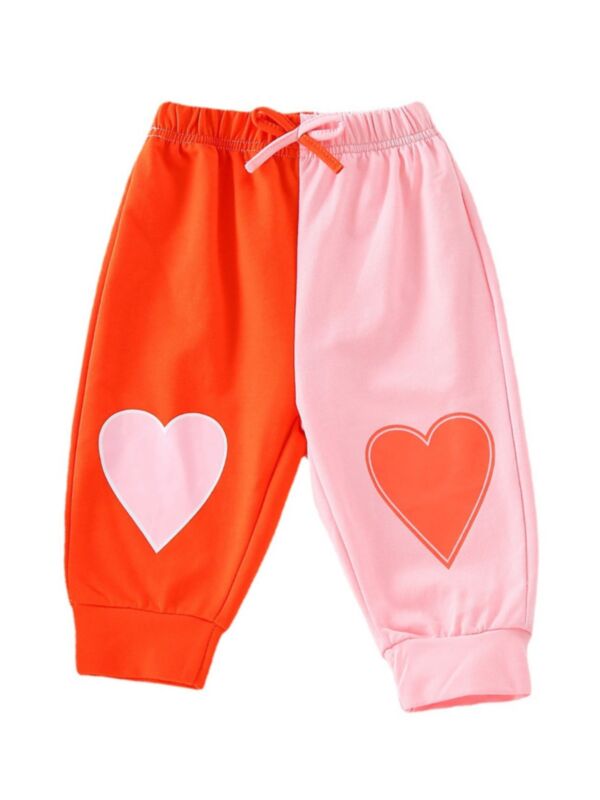 Toddler Girl Love Heart Color Blocking Pants Wholesale Baby Clothing