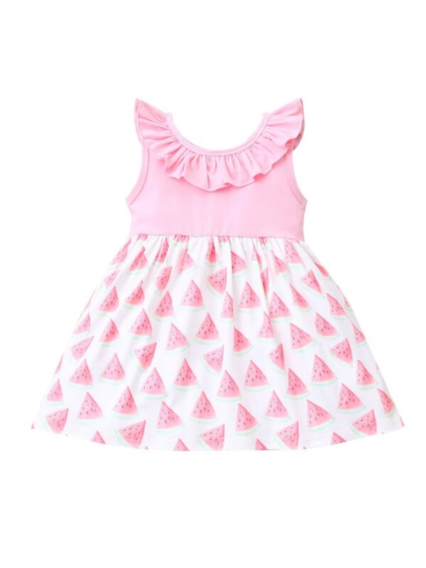 Baby Girl Fruit Print Ruffle Collar Tank Dress QZ21006SM