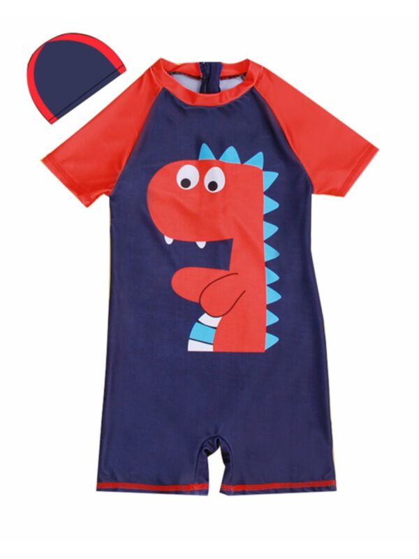 Dinosaur Print One-piece Swimwear For Boy 210611724