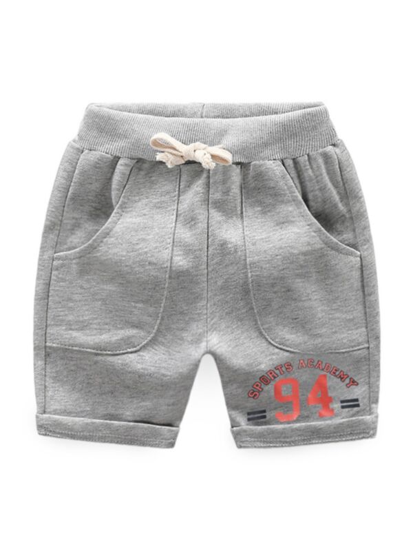 Letter Print Kid Boy Shorts Grey
