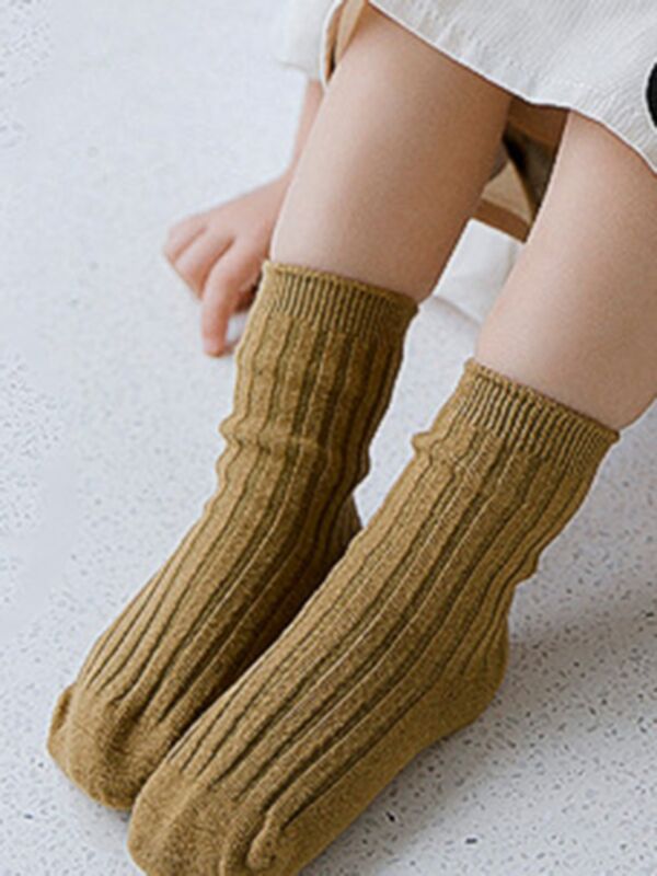 Solid Color Kid Knit Socks 210615624