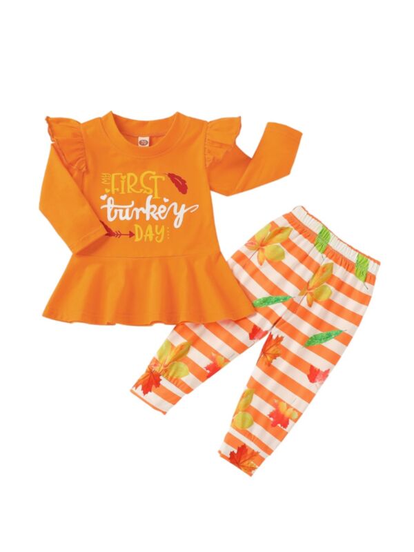 Halloween Baby Girls Sets First Turkey Day Print Top And Pants 210617107