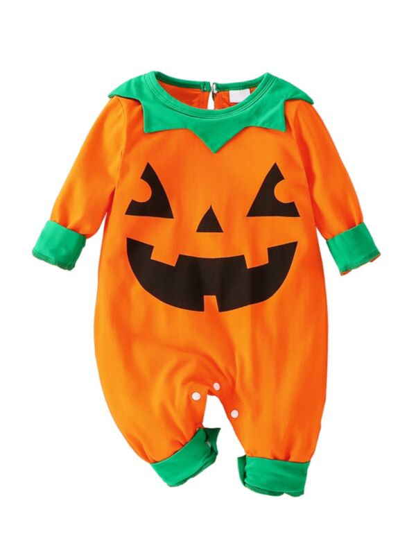 Halloween Pumpkin Pattern Baby Jumpsuit 210617558