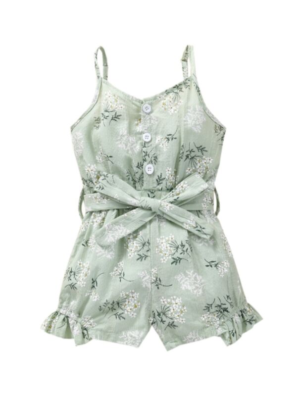 Self Tie Plants Print Kid Girl Cami Romper 21062059