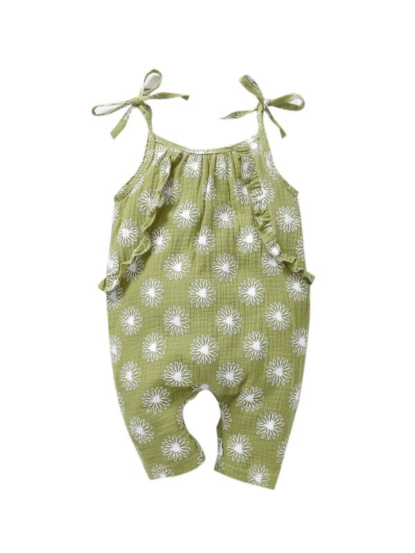 Self Tie Daisy Floral Print Baby Girl Cami Romper 21062060