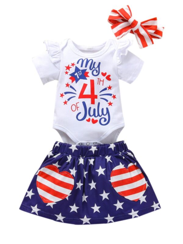 My First 4th Of July Outfits For Baby Girl Bodysuit Skirt Headband 21062063