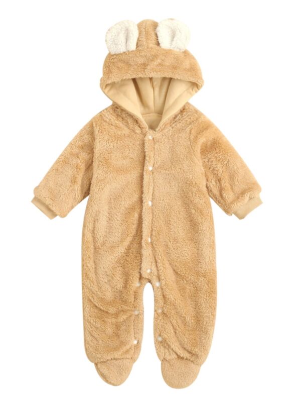 Infant Hoodie Footie Plain Fleece Sleepsuit 210622032