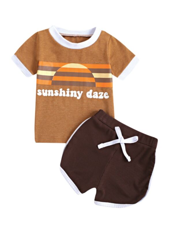 Two Pieces Baby Clothes Set Sunshine Daze Print Top And Shorts Wholesale Baby Clothes Suppliers 210622066