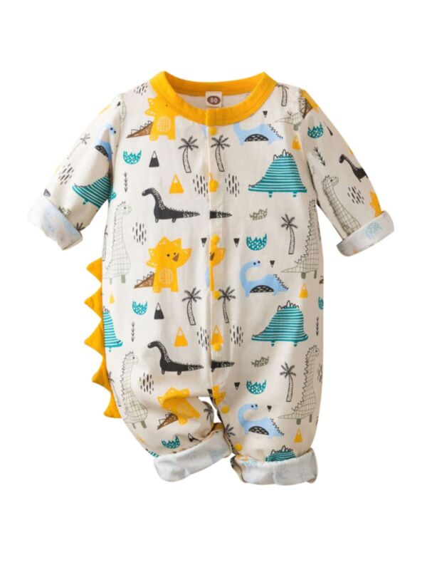 Dinosaur Print Baby Jumpsuit 210622533
