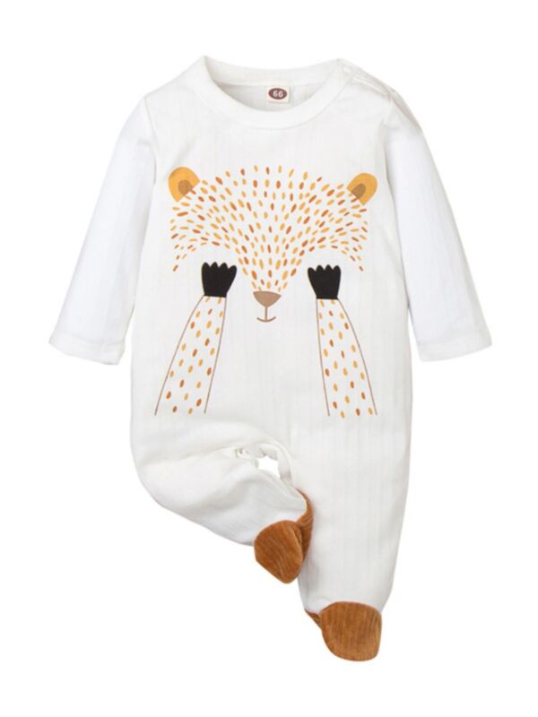 Squirrel Print Infant Girl Footie Jumpsuit 210622749