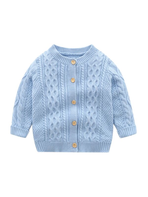 Solid Color Button Knitting Cardigan For Baby 210623439