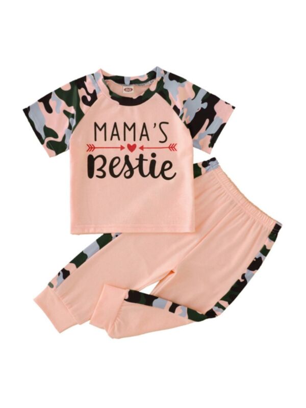 Two Pieces Baby Set Mama's Bestie Cami Print Top And Pants 210623450