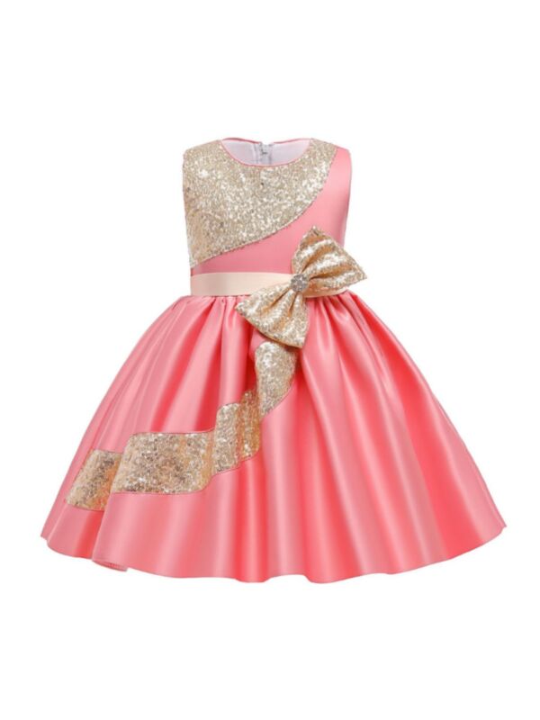 Kid Girl Formal Gown Sequins Bow Tank Dress 210624555