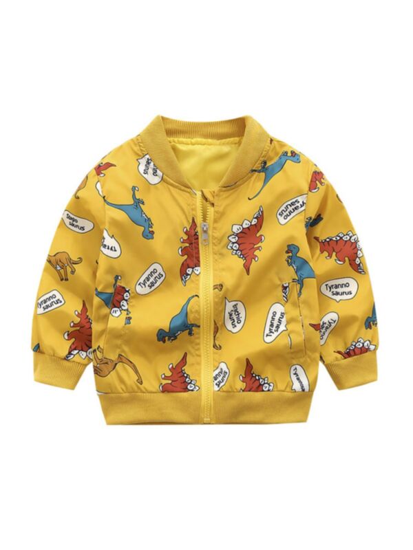 Dinosaur Print Kid Boy Bomer Jacket 210625301